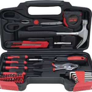 Hantinstom 39-Piece Household Tools Kit Essential Home Repair Set with Plastic Toolbox Ideal for College Students, Home Use & More