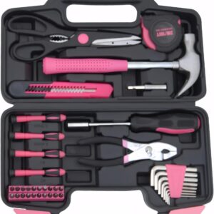 Hantinstom 39-Piece Household Tools Kit Essential Home Repair Set with Plastic Toolbox Ideal for College Students, Home Use & More
