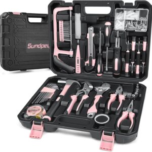 Sundpey Home Tool Kit 148-Pcs - Household Starter Basic Hand Repair portable Tool Set with Case & Ratcheting Screwdriver & Hex Key & Pliers & Wrench & Voltage Tester & Water Pump Plier for Women