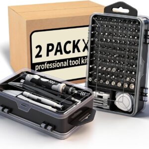2-Pack Precision Screwdriver Set: 122 Magnetic Bits Electronics Repair Kit for Office Equipment Maintenance - Laptop, Computer & Peripherals, Bulk Supply for Repair Store, IT Departments, Business Use