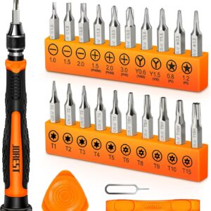 24Pcs Small Precision Screwdriver Set with Torx T5 T6 T8 T9, Y00, Star P5, Mini Repair Tool Kit for Macbook, Computer, Laptop, iPhone, PS4 PS5, Xbox, Switch, Eyeglasses, Watch, Ring Doorbell