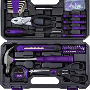 Home Tool Set Kit, Basic Household Hand Tools with Storage Case Purple